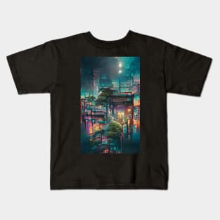 Tokyo Dreamscape: AI-Generated Cityscapes Kids T-Shirt